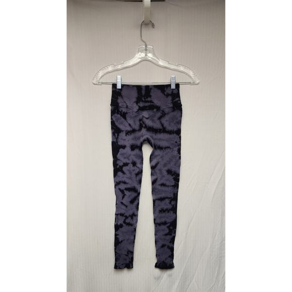 NUX Ribbed Tie Dye Leggings Navy and White V Back Size M - Picture 6 of 8
